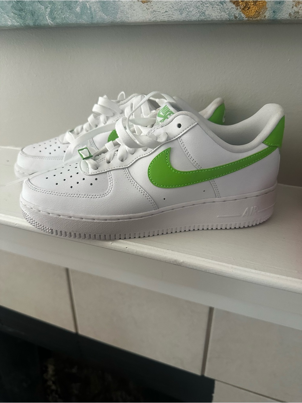 Nike Women’s Air Force 1 Low - White with Neon Green Swoosh
